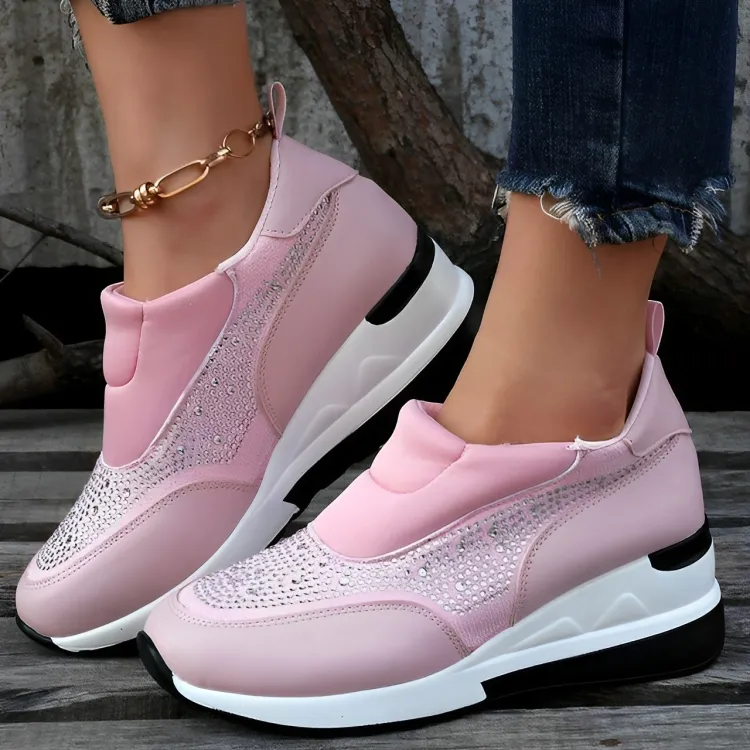 Women's Modern High Top Slip On Sneakers with Beads | Perfect for All-Season Wear
