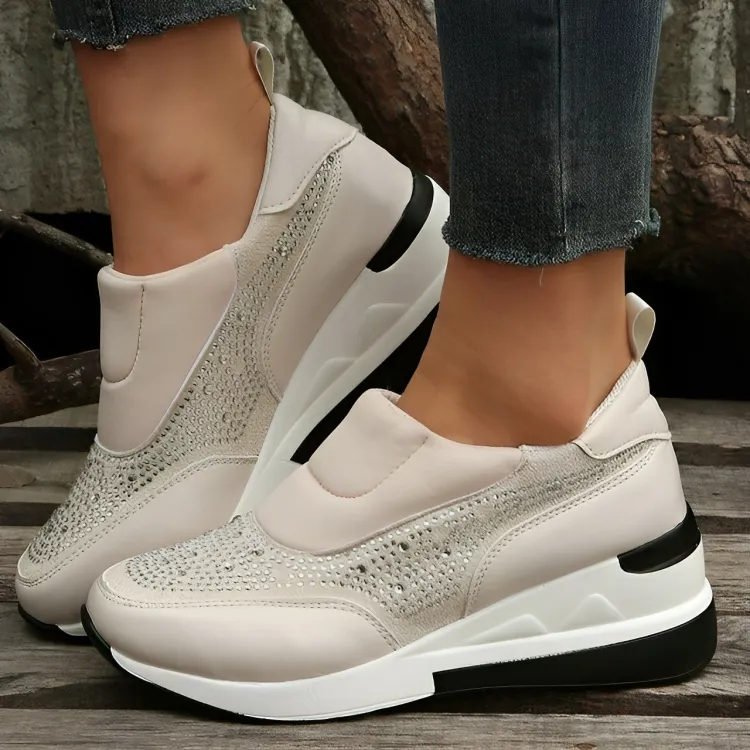 Women's Modern High Top Slip On Sneakers with Beads | Perfect for All-Season Wear