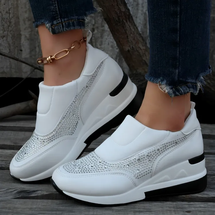 Women's Modern High Top Slip On Sneakers with Beads | Perfect for All-Season Wear