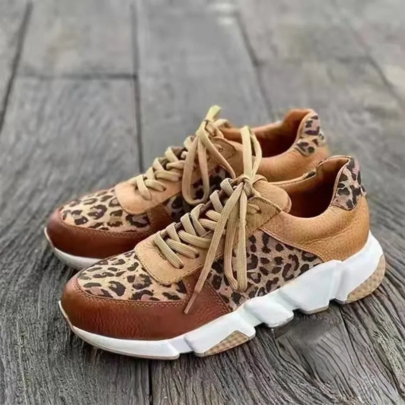 Women’s Modern Leopard Print Lace Up Sneakers | Perfect for Everyday Wear