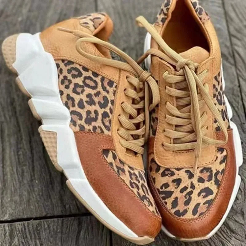 Women’s Modern Leopard Print Lace Up Sneakers | Perfect for Everyday Wear
