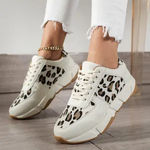Women’s Modern Leopard Print Lace Up Sneakers | Perfect for Everyday Wear