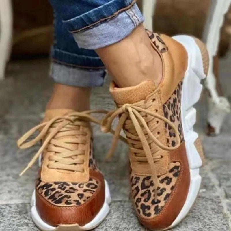 Women’s Modern Leopard Print Lace Up Sneakers | Perfect for Everyday Wear