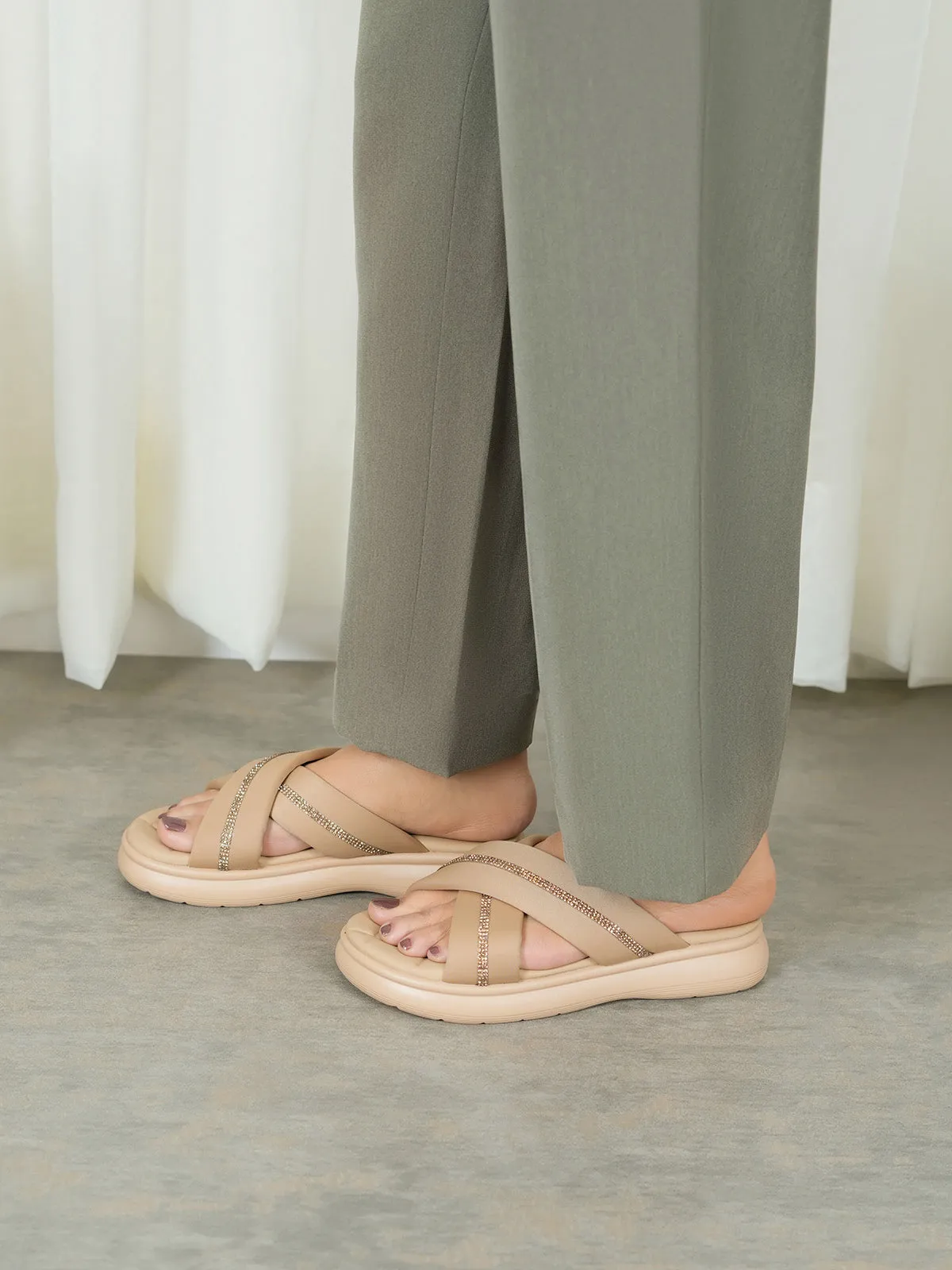 Womens "KEAWE" Crossover Casual Slippers