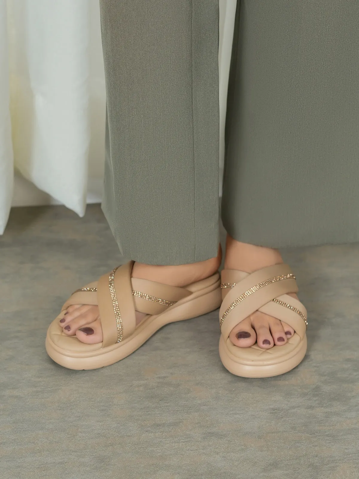 Womens "KEAWE" Crossover Casual Slippers