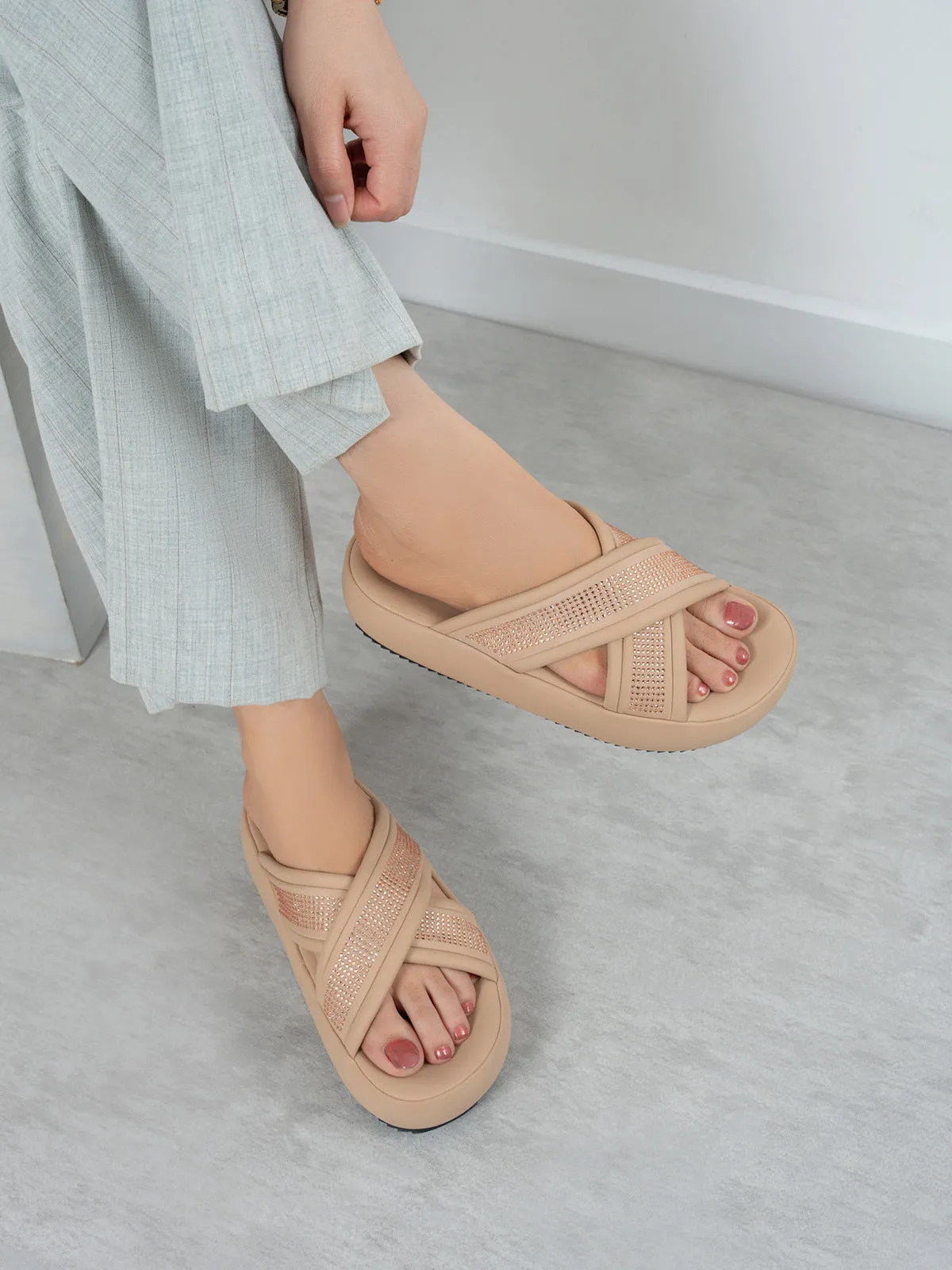 Womens "LUCIO" Crossover Casual Slippers