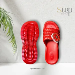 Women's Stylish EVR Material Slippers with Woven Design