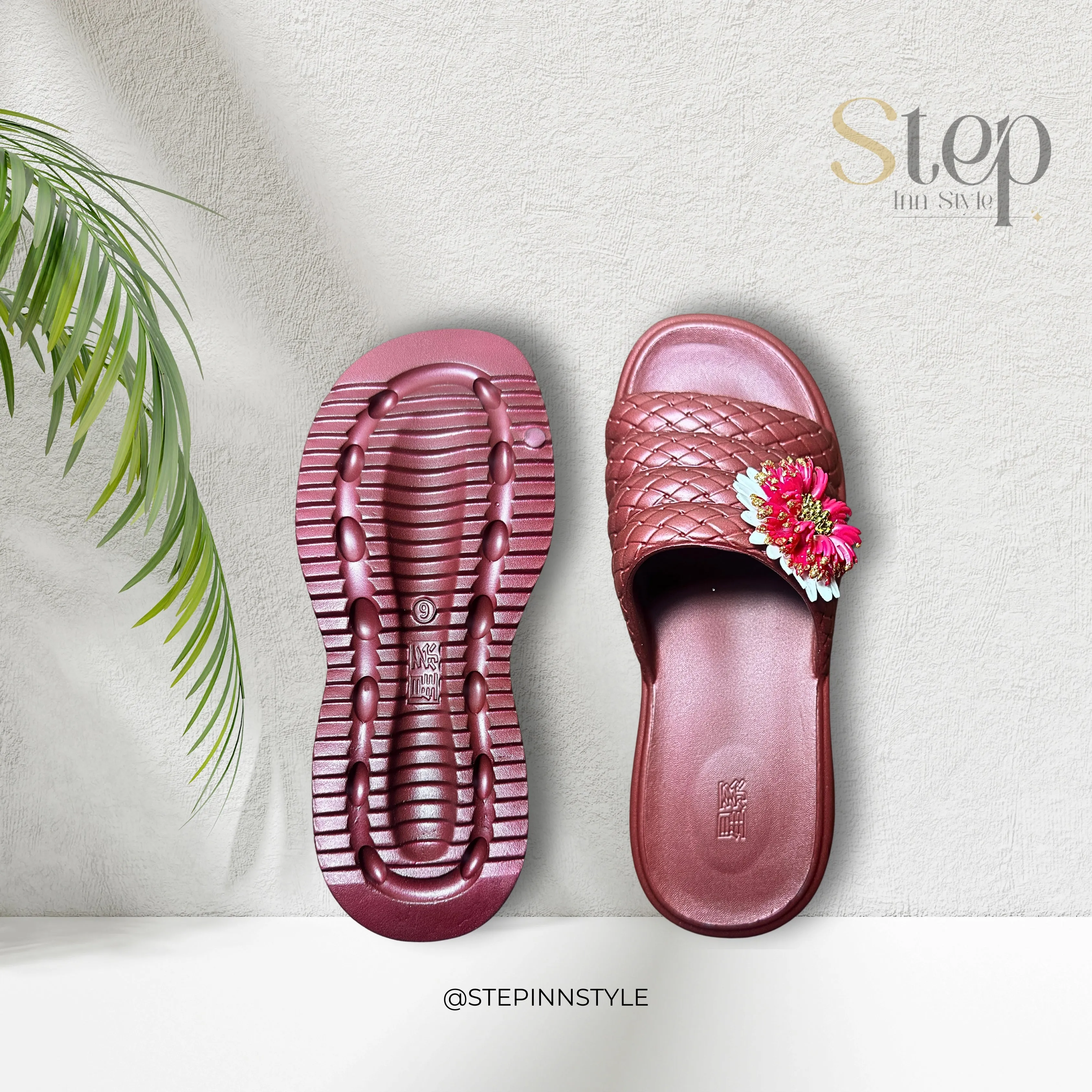 Women's Stylish EVR Material Slippers with Woven Design