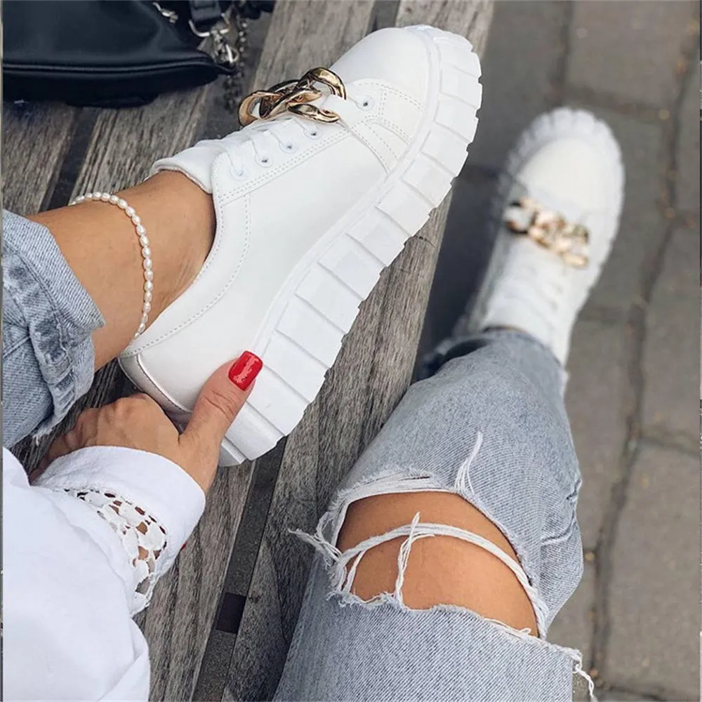 Women’s Trendy Lace Up Sneakers with Gold Accent | Perfect for Everyday Wear