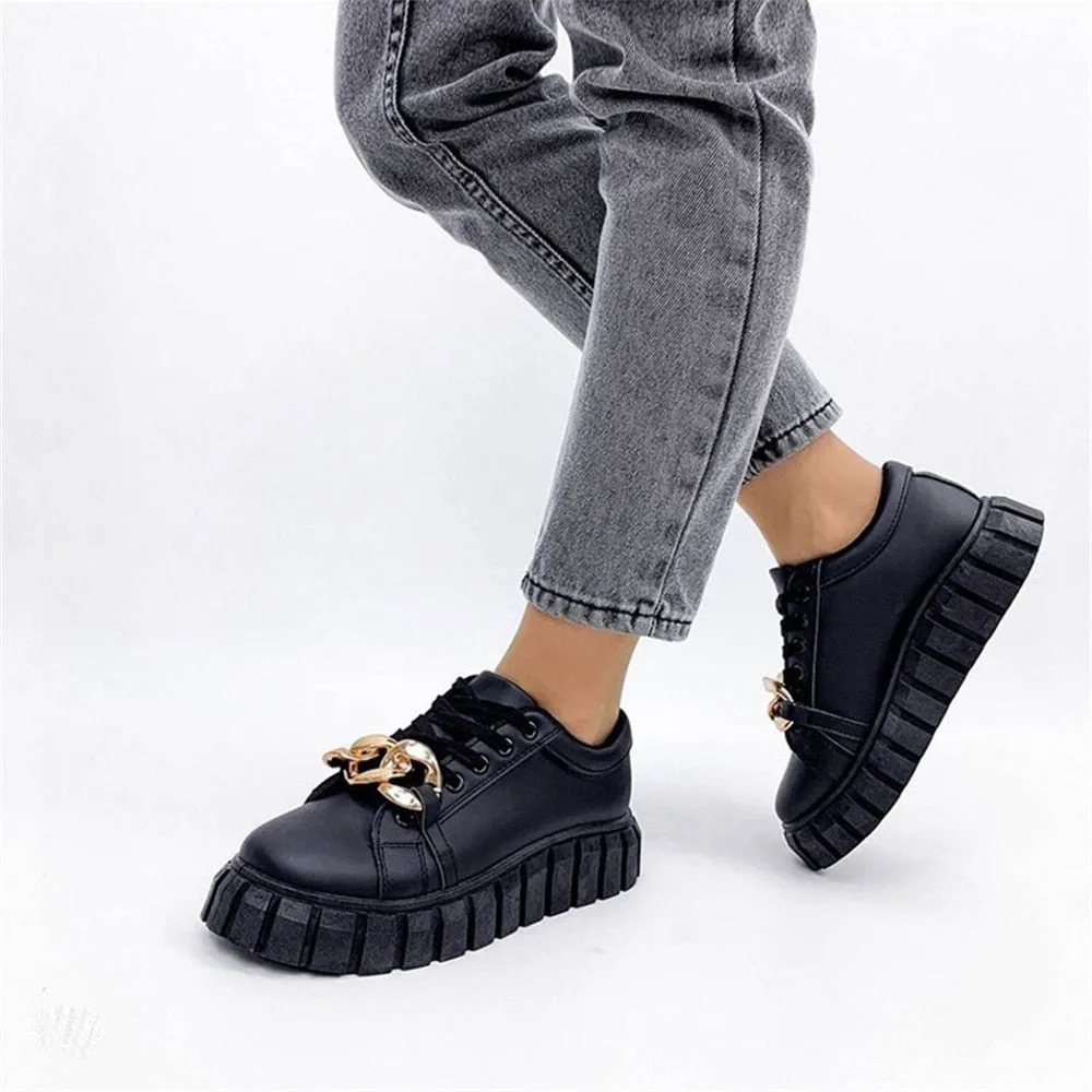 Women’s Trendy Lace Up Sneakers with Gold Accent | Perfect for Everyday Wear