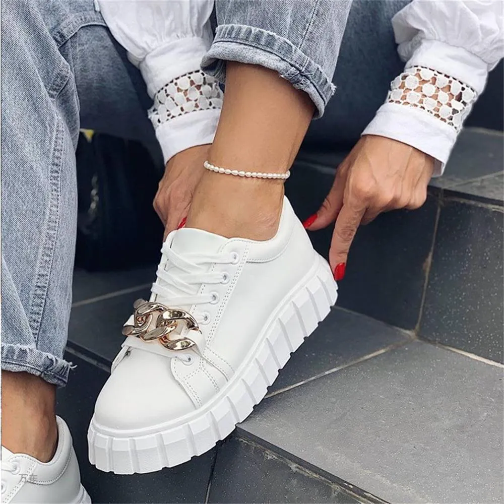Women’s Trendy Lace Up Sneakers with Gold Accent | Perfect for Everyday Wear