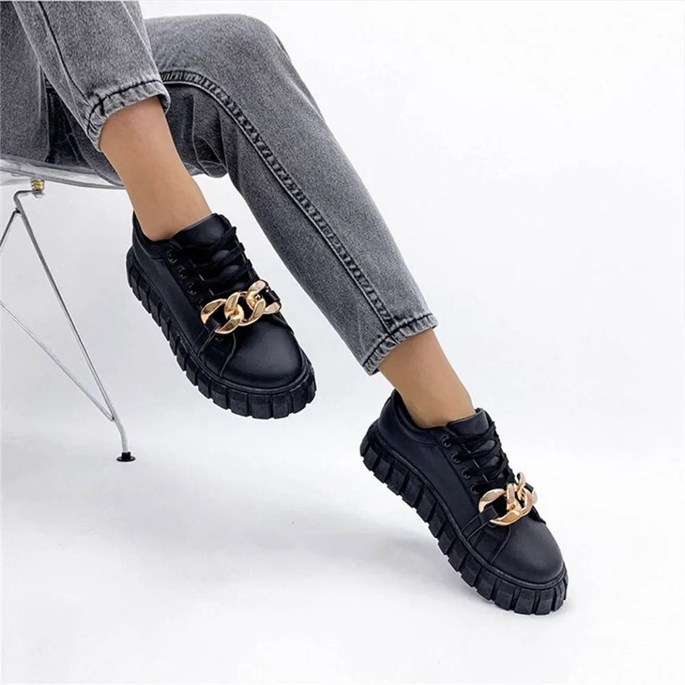 Women’s Trendy Lace Up Sneakers with Gold Accent | Perfect for Everyday Wear