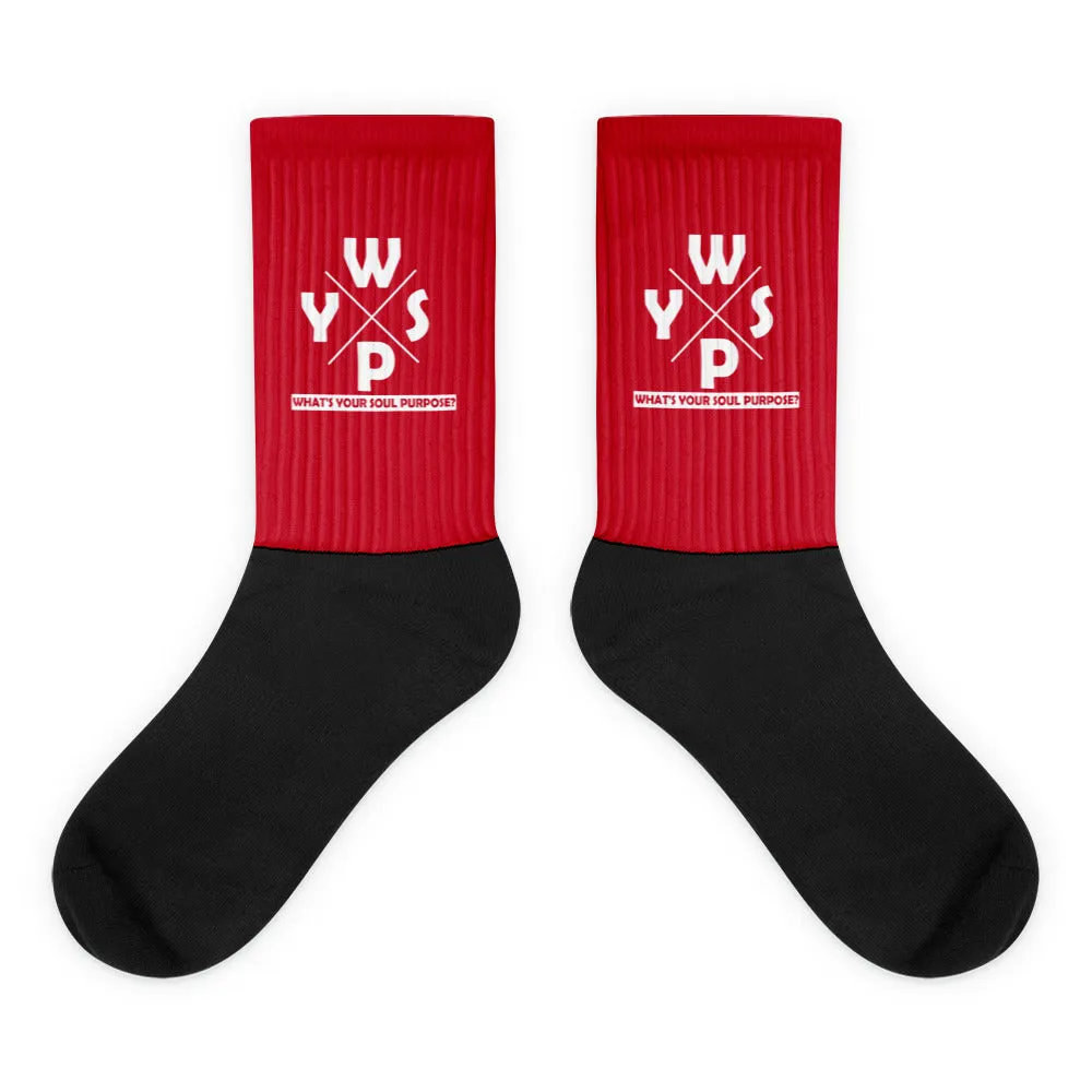 WYSP - What's Your Soul Purpose? - Ozark - Red & Black Foot Sublimated Socks