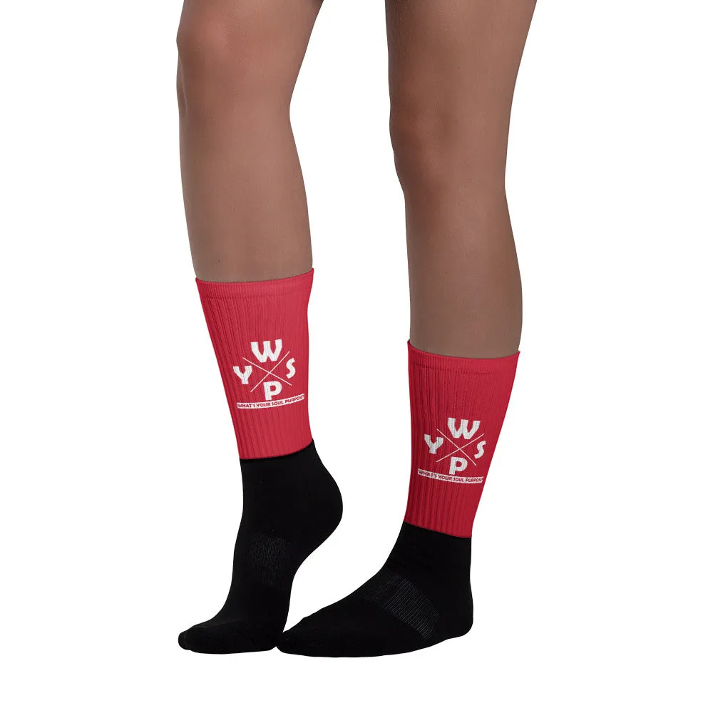WYSP - What's Your Soul Purpose? - Ozark - Red & Black Foot Sublimated Socks