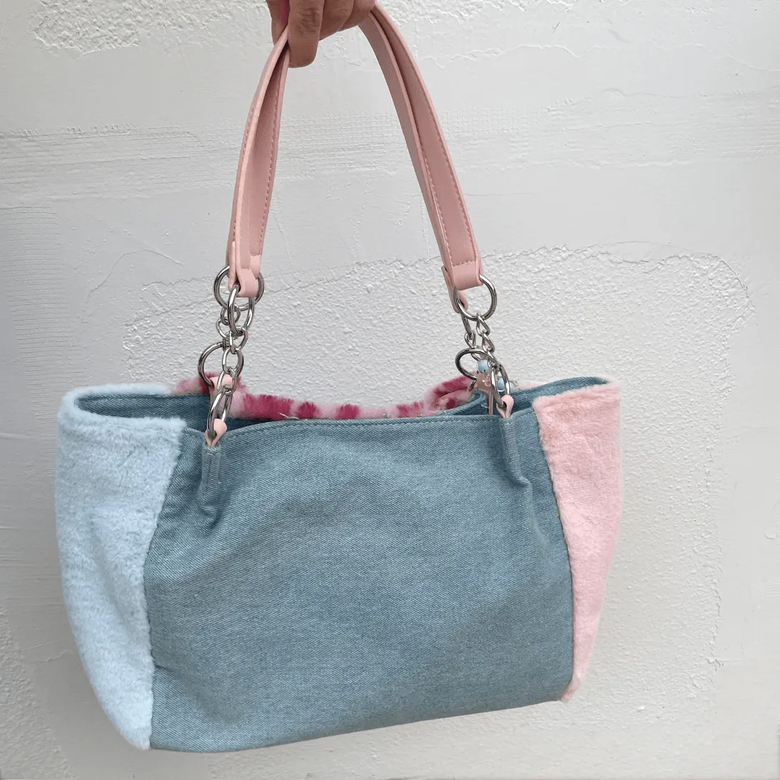 Y2K Miffy Plush Denim Patchwork Shoulder Bag