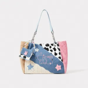 Y2K Miffy Plush Denim Patchwork Shoulder Bag