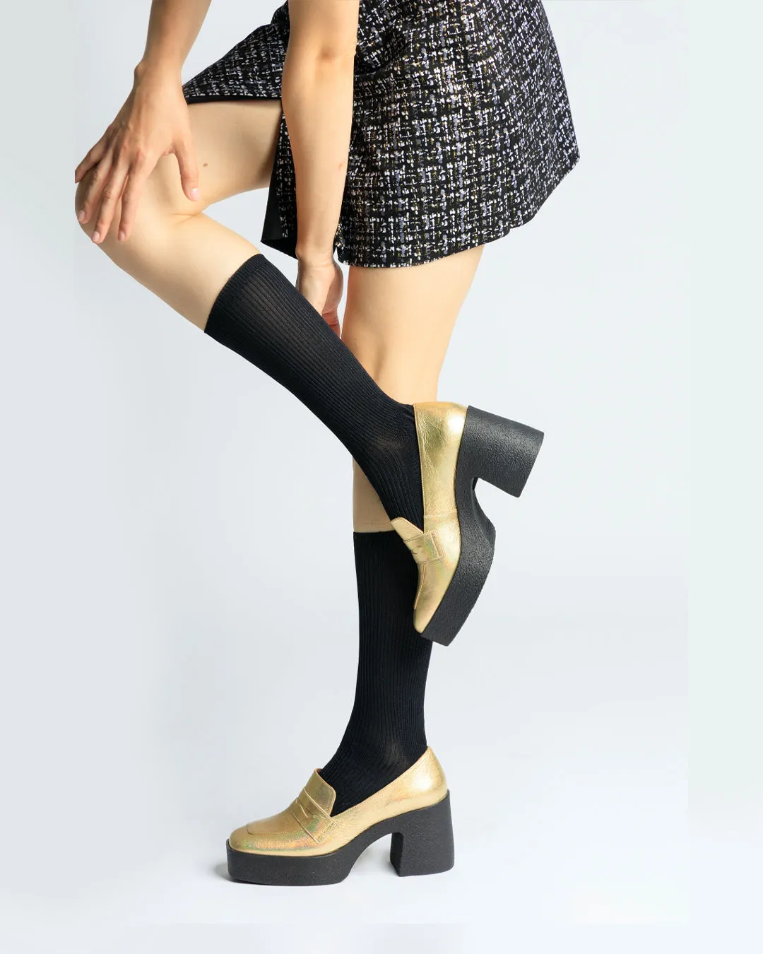 Yoko Gold Patent Leather Chunky Loafers