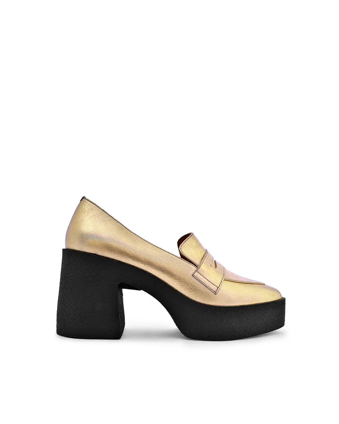 Yoko Gold Patent Leather Chunky Loafers