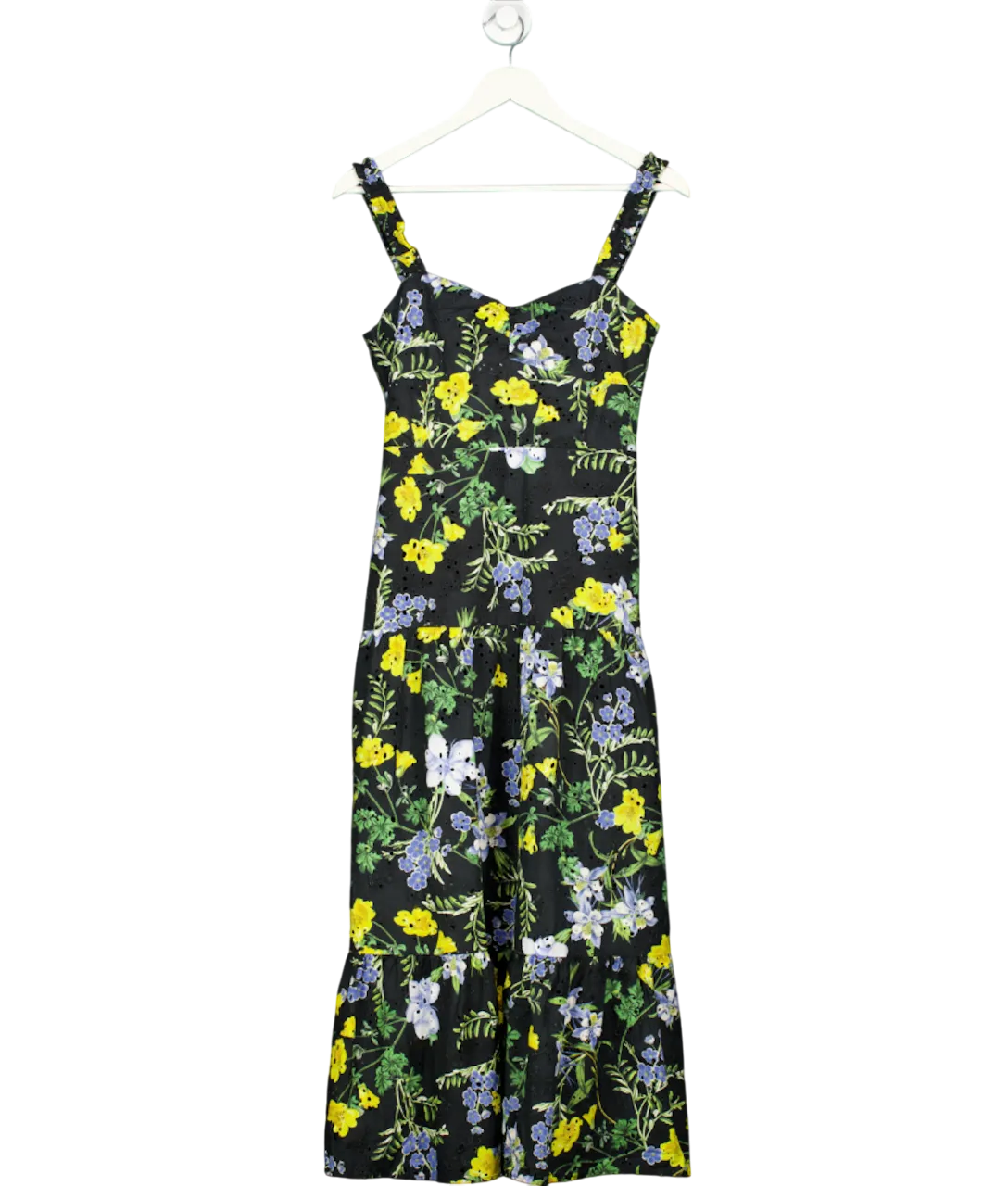 ZARA Black Strappy Floral Midi Dress UK S