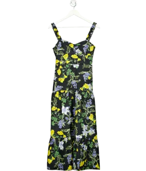 ZARA Black Strappy Floral Midi Dress UK S