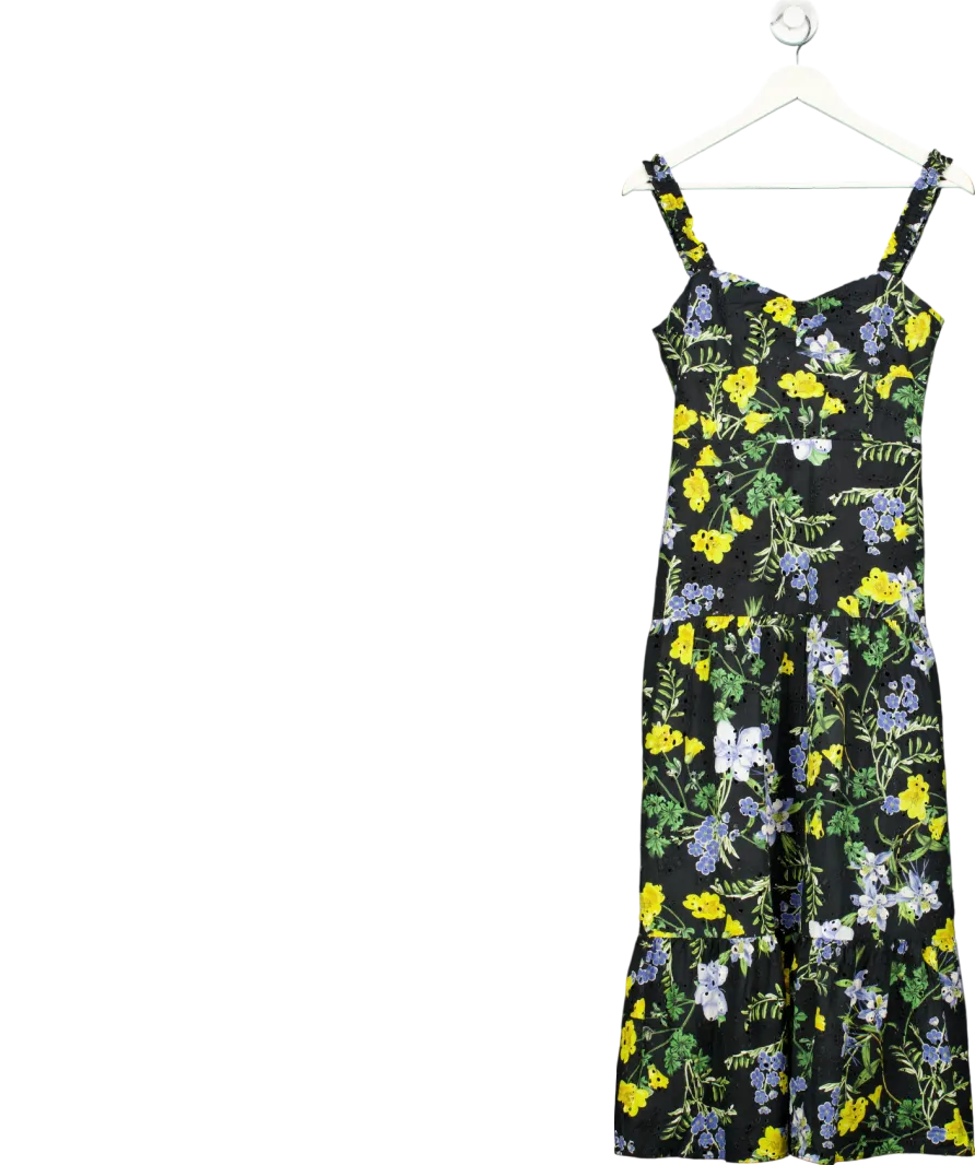 ZARA Black Strappy Floral Midi Dress UK S